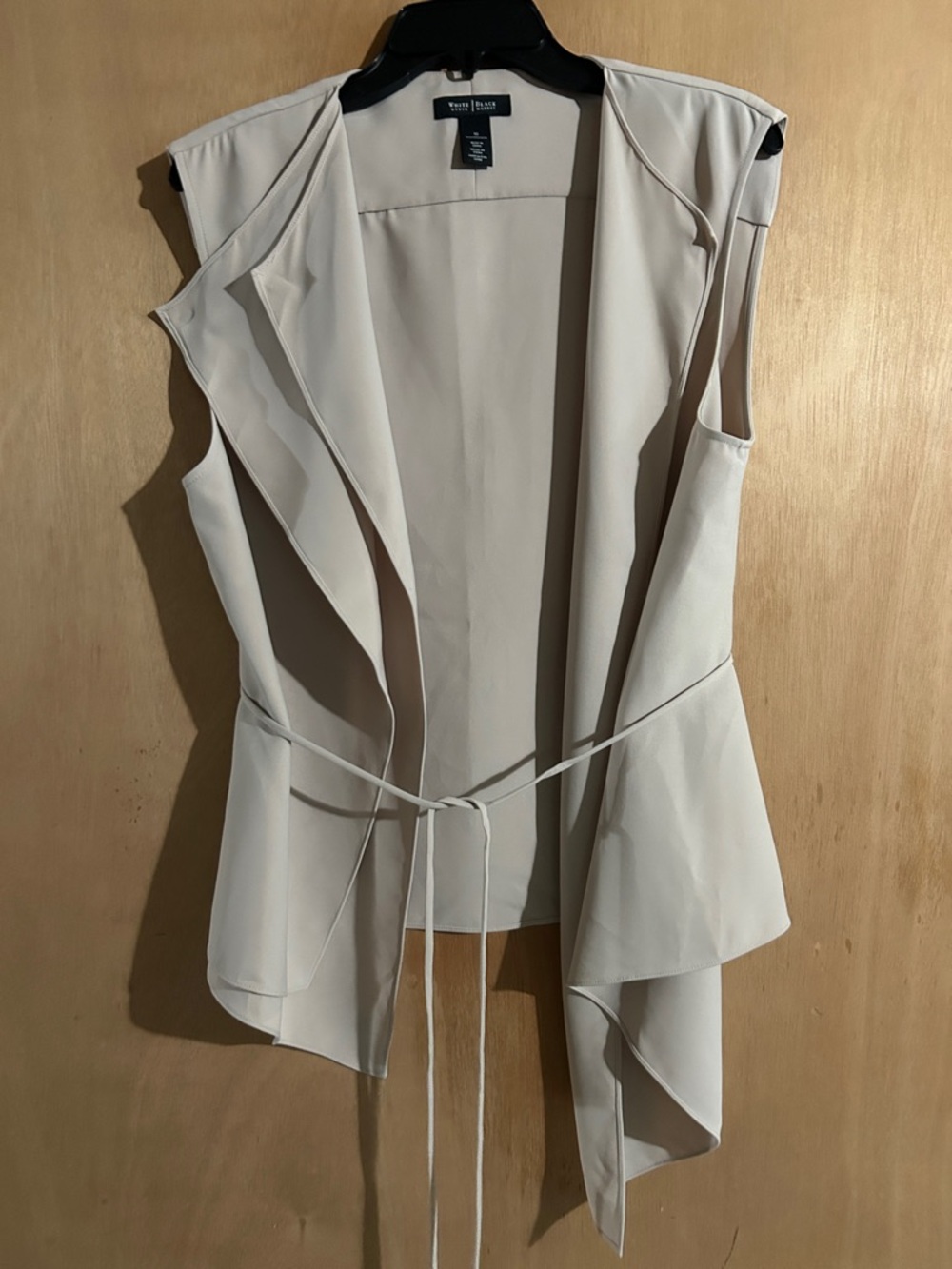 White House Black Market Cream Sleeveless Draped Open-Front Vest